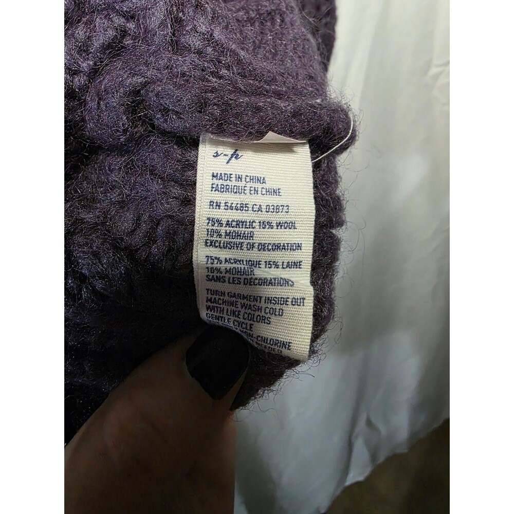 American Eagle Outfitters Women's V Neck Chunky Knit Sweater Purple S Petite - Picture 4 of 4